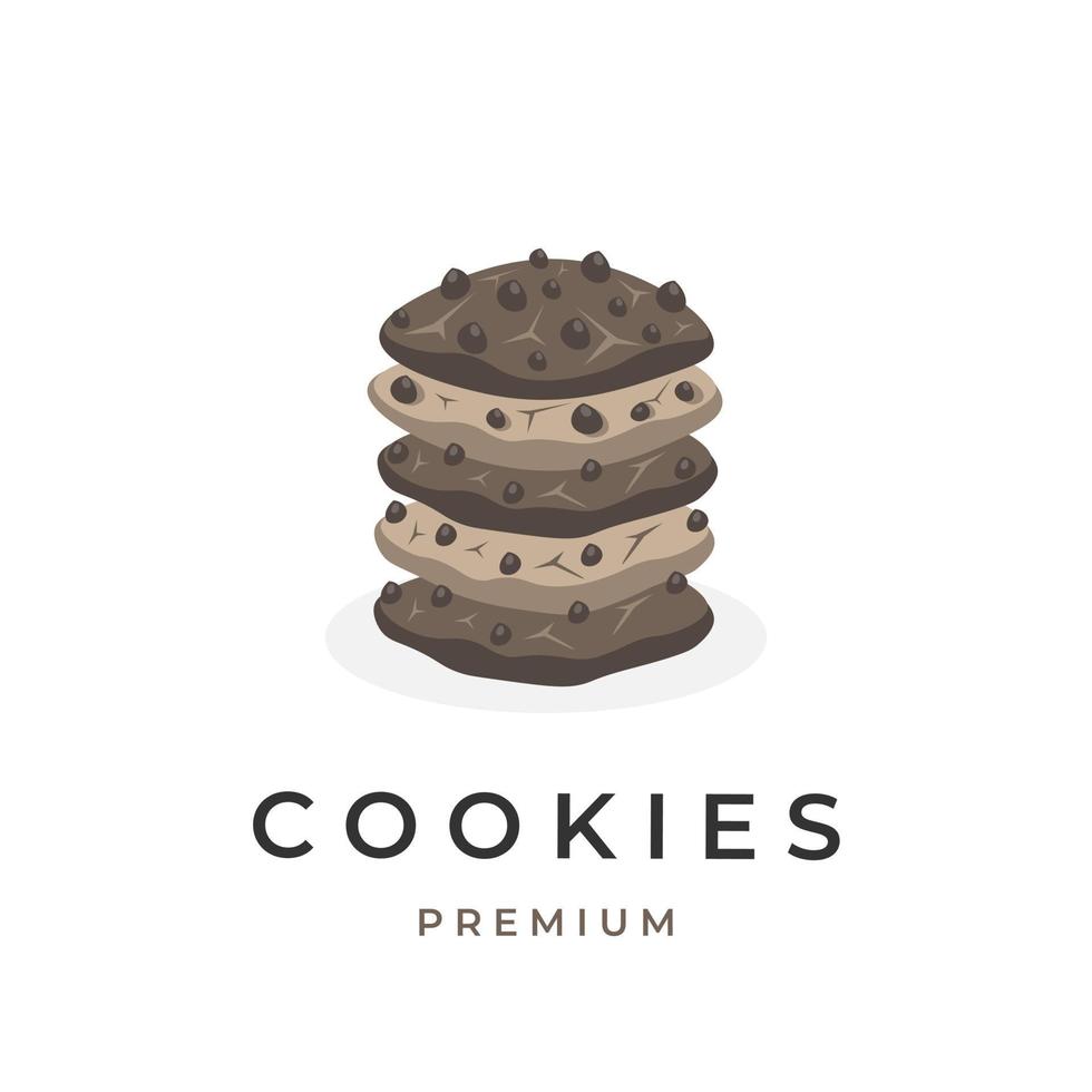 biscuits aux pépites de chocolat pile logo d'illustration vectorielle vecteur