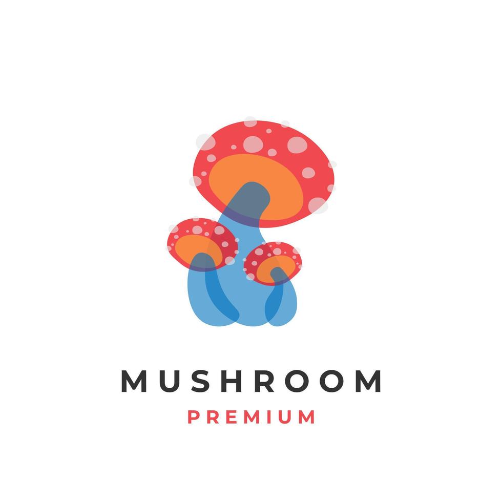 logo d'illustration vectorielle champignon tacheté rouge avec des couleurs qui se chevauchent vecteur