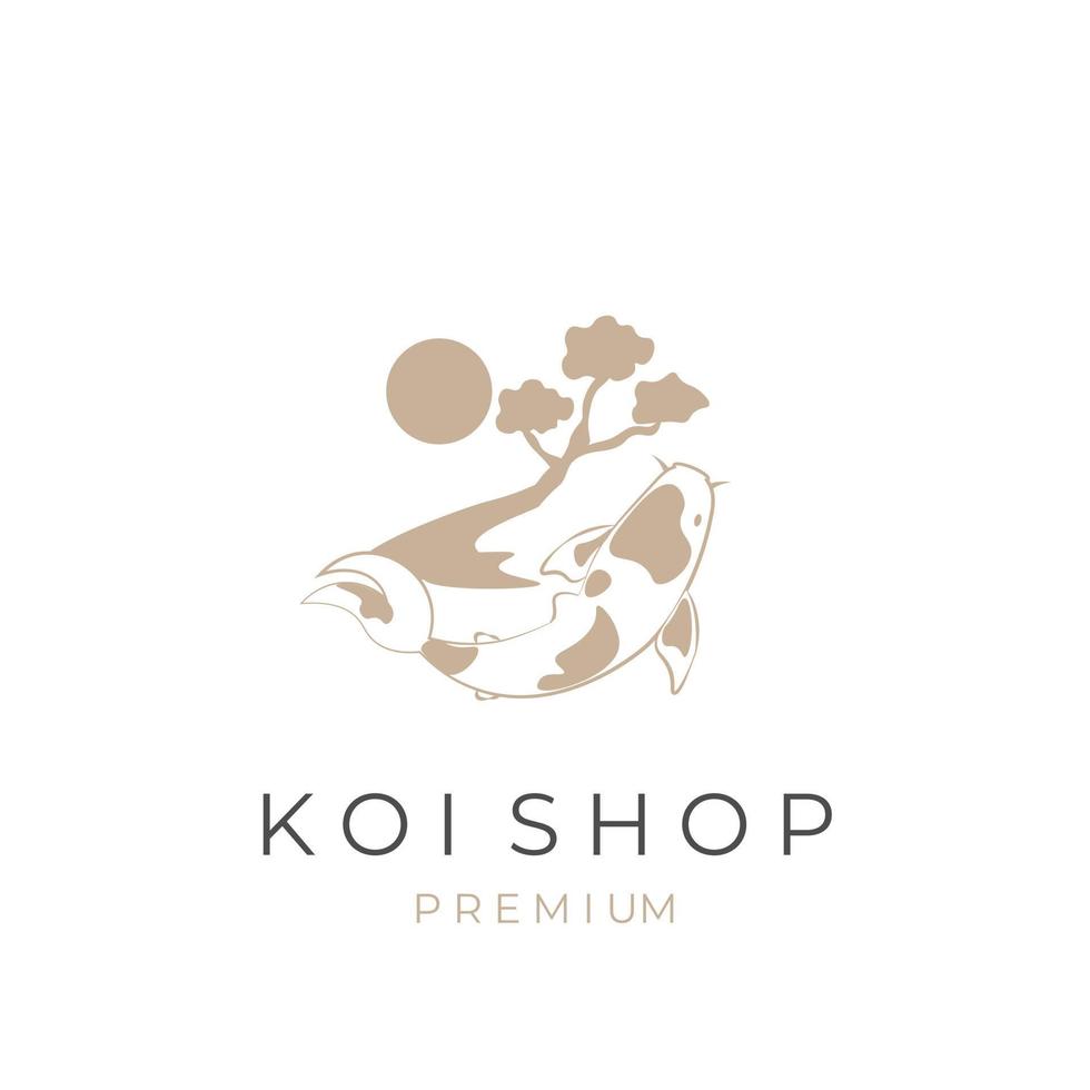 logo d'illustration vectorielle de magasin de poisson koi vecteur