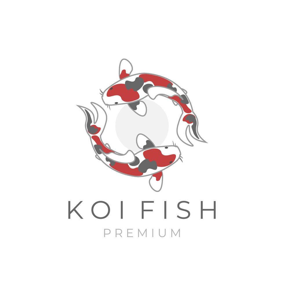 illustration vectorielle simple logo poisson koi jumeau tournant en cercle vecteur