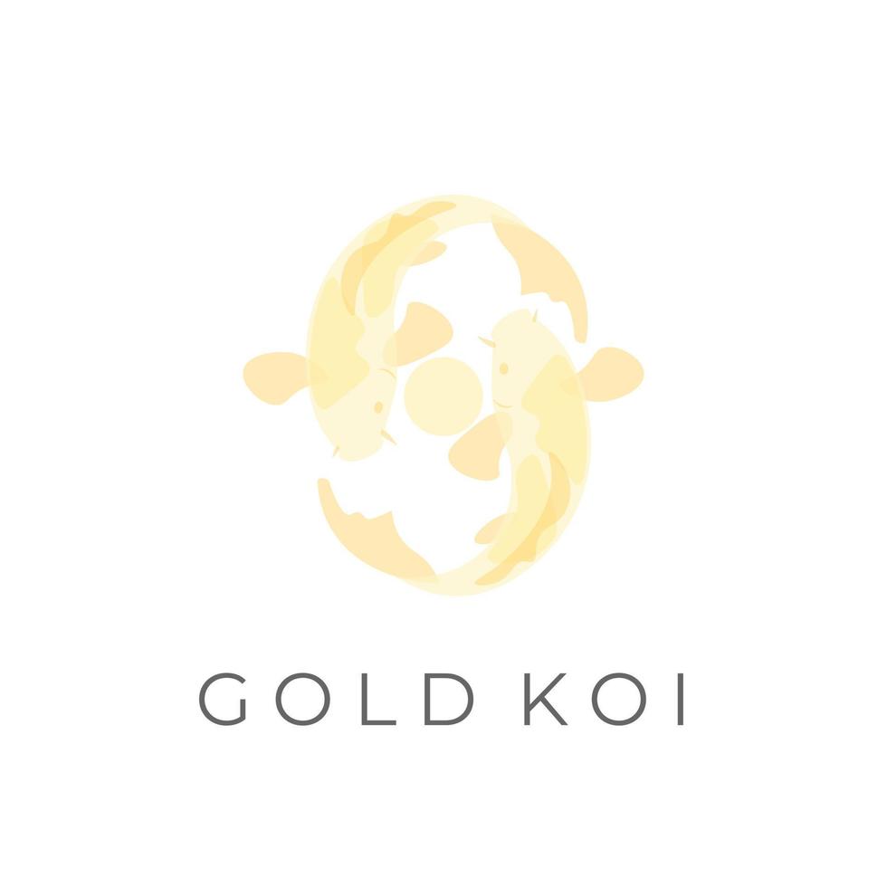 logo d'illustration vectorielle de poisson koi or jaune élégant vecteur