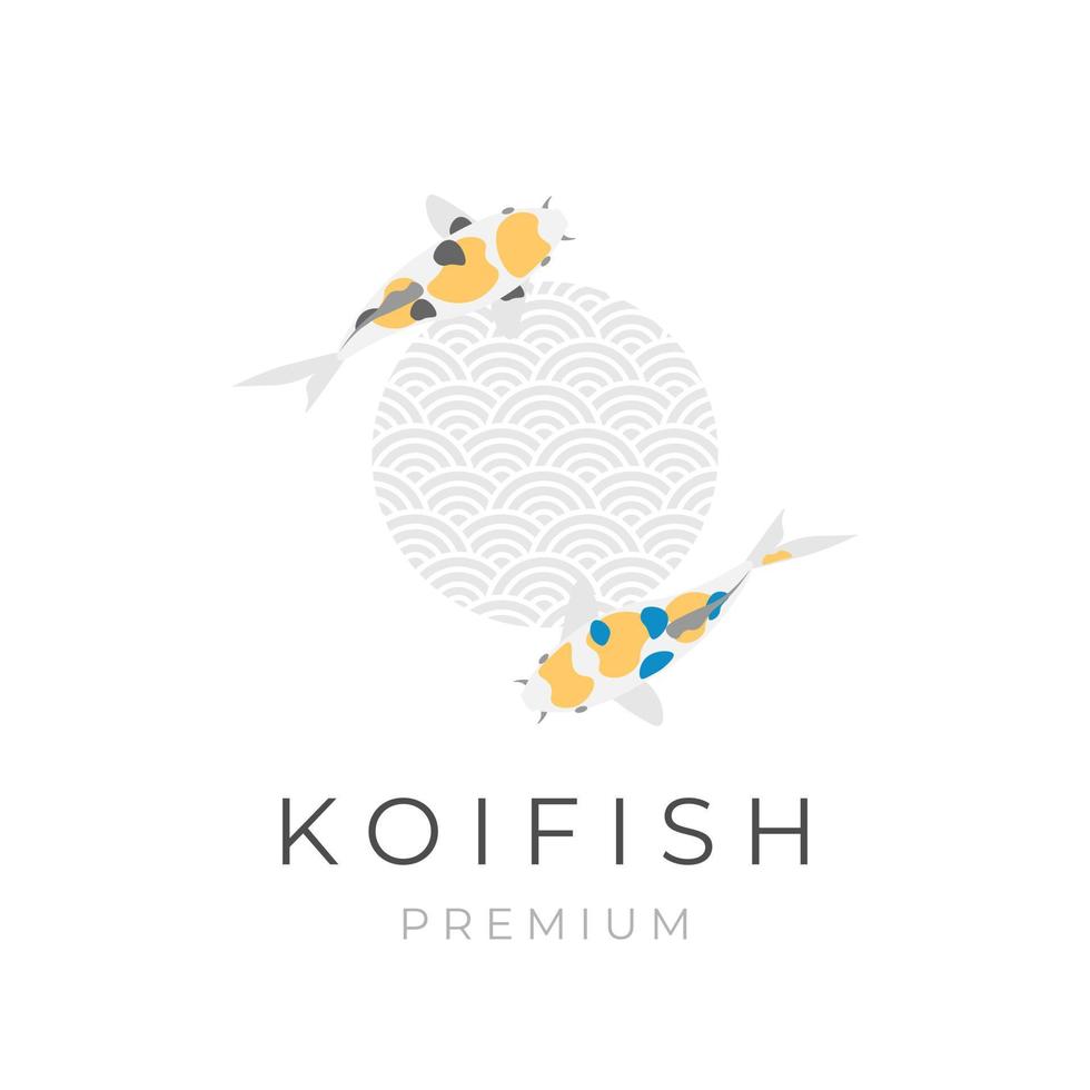 logo d'illustration vectorielle de poisson koi jaune doré vecteur