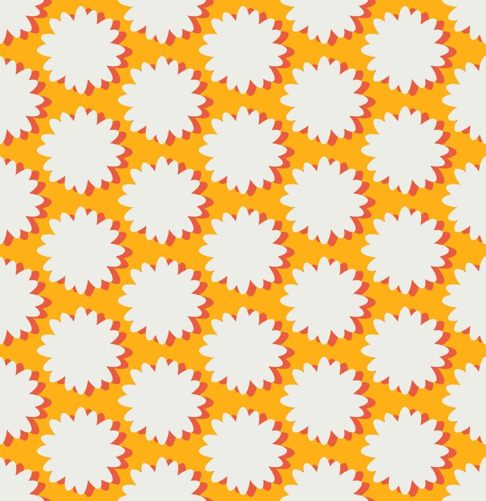 fond groovy. motif de répétition lumineux et harmonieux de fleurs épanouies simples dans le style hippie psychédélique des années 1970. ornement de décor graphique au design rétro. illustration vectorielle vecteur