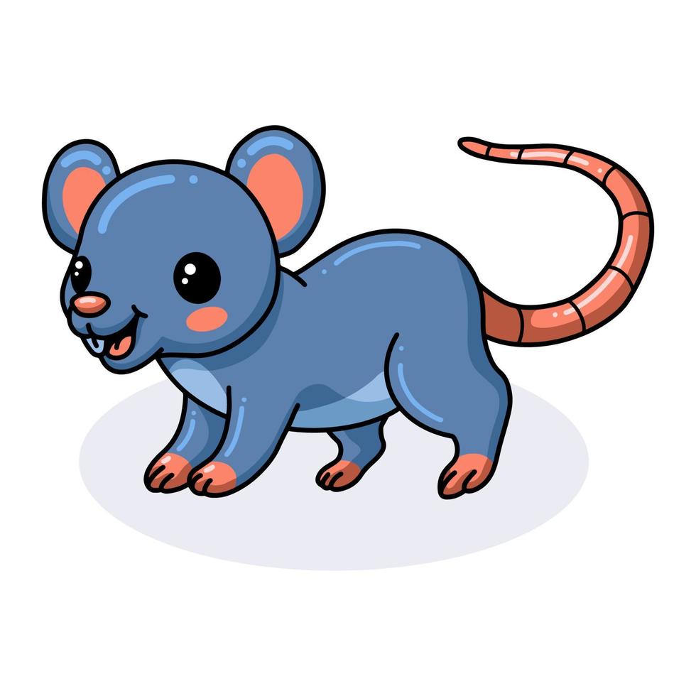 mignon petit dessin animé de souris posant vecteur