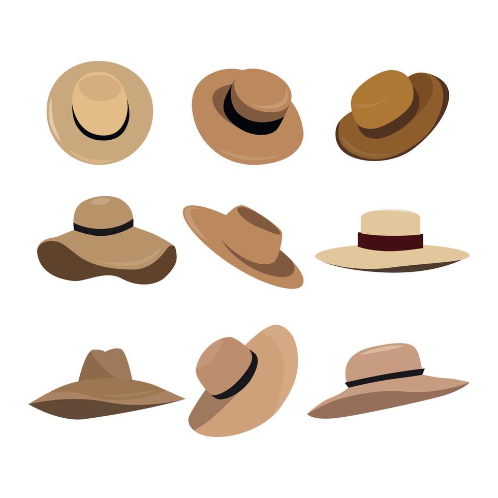 illustration numérique d'un ensemble de chapeaux marron et beige vecteur