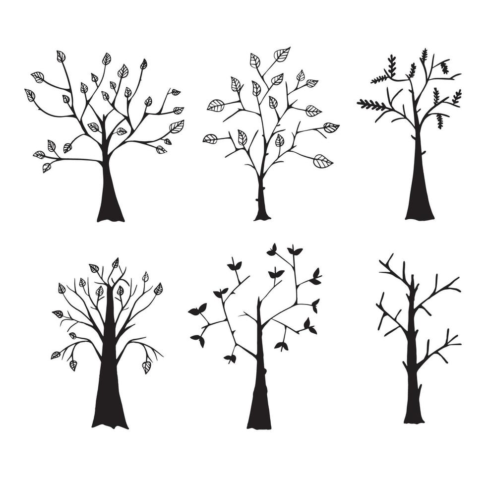 illustration numérique d'arbres avec feuilles et vecteur nu