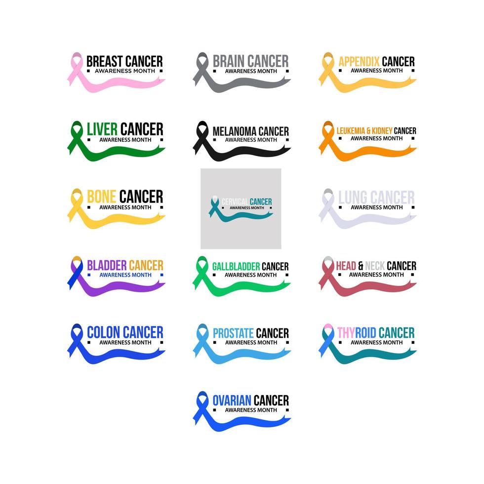 ruban de sensibilisation au cancer logo icon set vector image design sur fond blanc