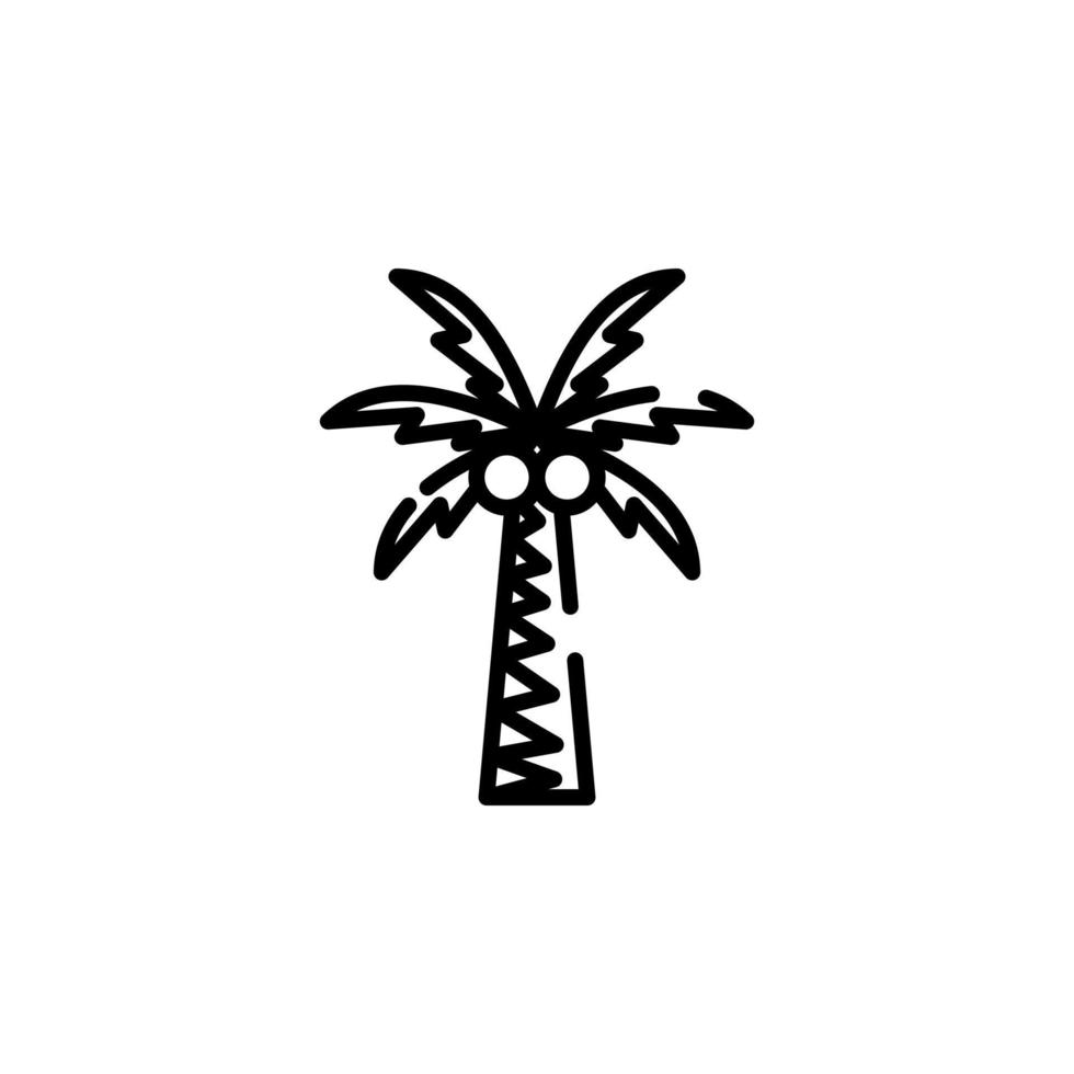 palmier, noix de coco, arbre, île, plage ligne pointillée icône illustration vectorielle modèle de logo. adapté à de nombreuses fins. vecteur