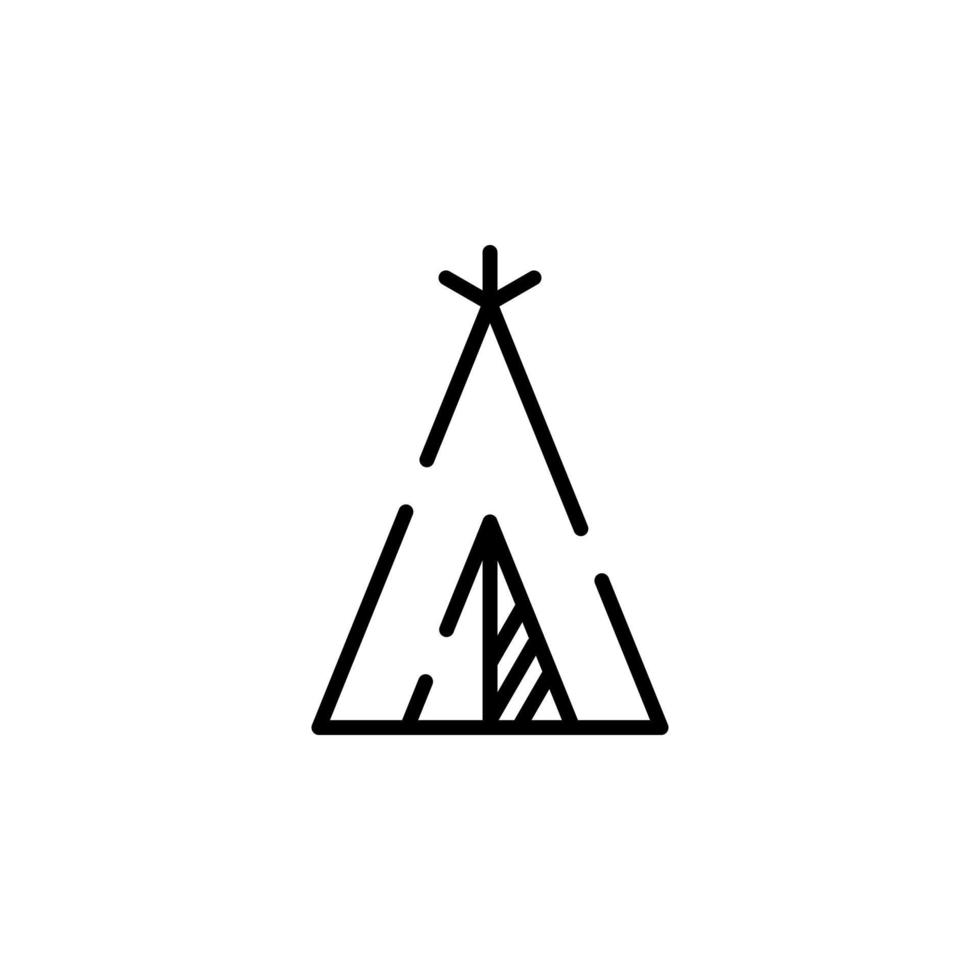 camp, tente, camping, voyage modèle de logo d'illustration vectorielle d'icône de ligne pointillée. adapté à de nombreuses fins. vecteur