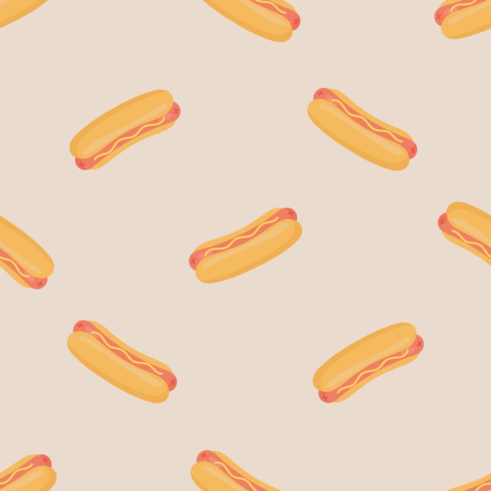 modèle sans couture de hot-dog. illustration vectorielle. pour le menu, les affiches, les bannières, l'impression sur le pack, l'impression sur les vêtements, le tissu, le papier peint. vecteur