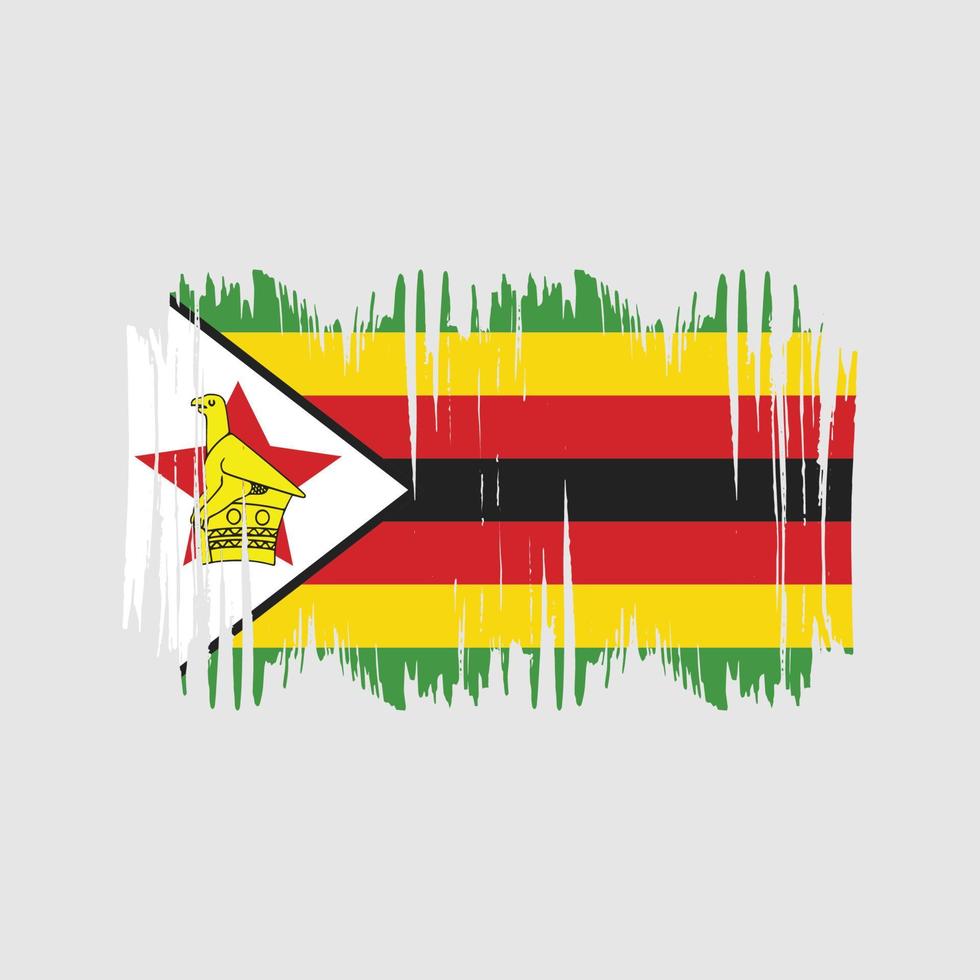 brosse de vecteur de drapeau du zimbabwe. vecteur de brosse de drapeau national