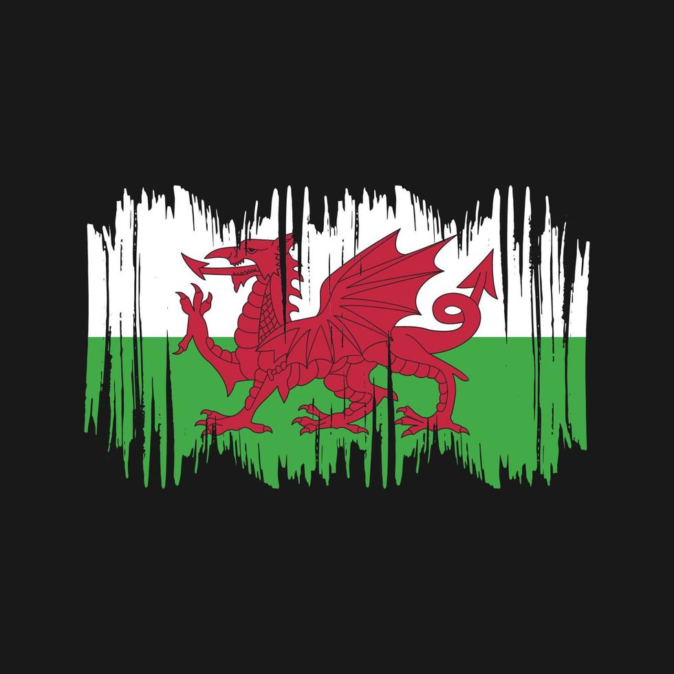 brosse de vecteur de drapeau du Pays de Galles. vecteur de brosse de drapeau national