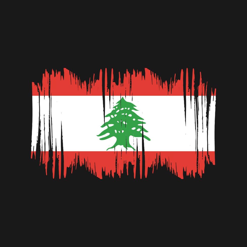 brosse de vecteur de drapeau du liban. vecteur de brosse de drapeau national