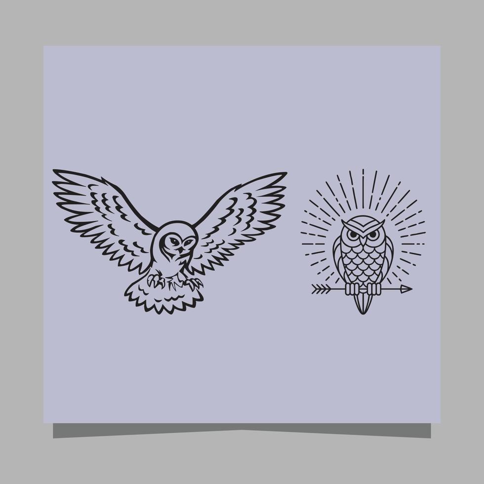 image de logo vectoriel d'illustration de hibou sur papier, très appropriée pour les logos et les mascottes