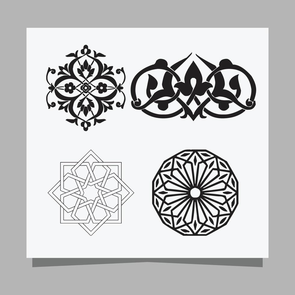 illustration vectorielle d'ornements minimalistes, les ornements arabes dessinés sur papier sont parfaits pour la décoration de bannières et d'affiches vecteur