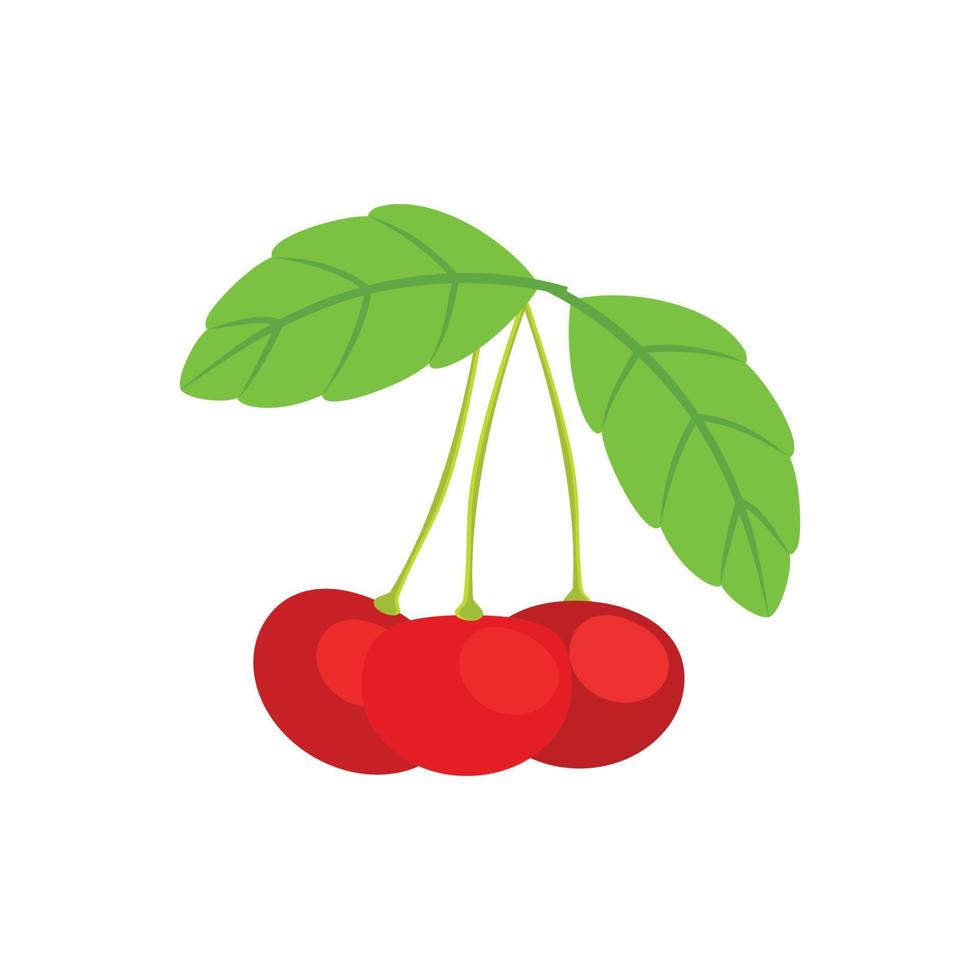 une branche avec trois cerises. sur un fond blanc, isolé. illustration au format vectoriel. vecteur