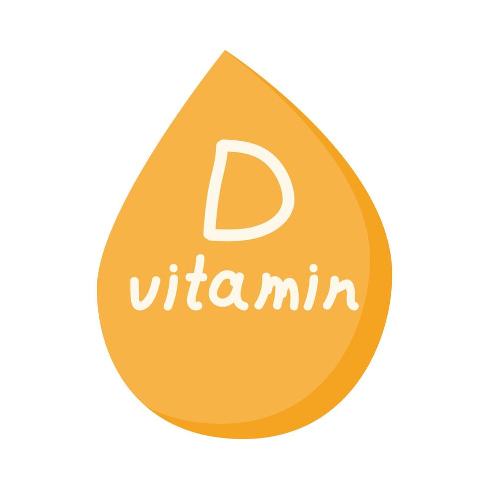 une goutte jaune d'élément de conception d'icône de vitamine d. complément alimentaire à l'alimentation. illustration vectorielle plane isolée sur fond blanc. vecteur