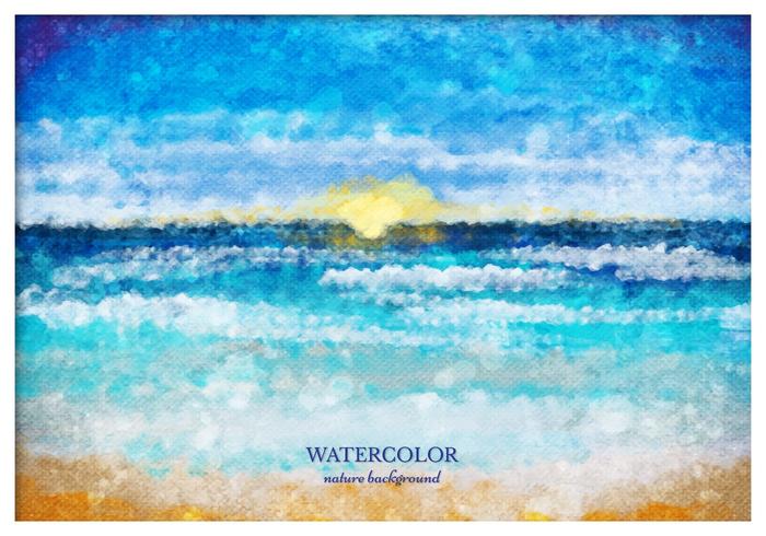 Paysage de la mer Aquarelle Vector Free