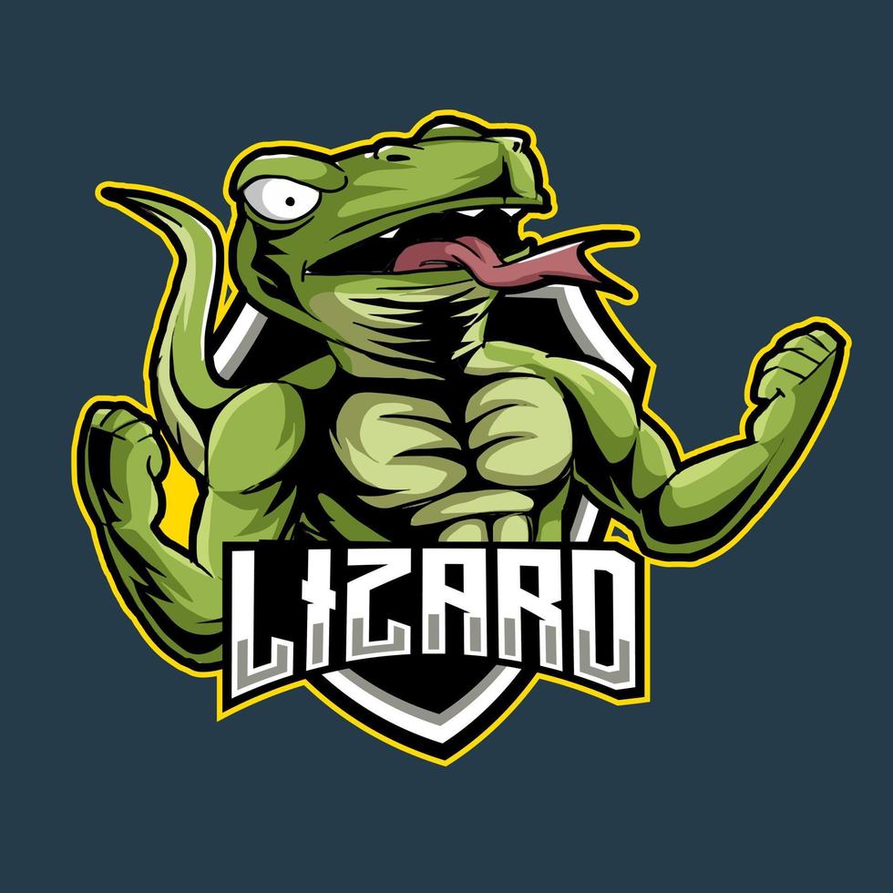 jeu de logo de mascotte en colère de lézard vecteur