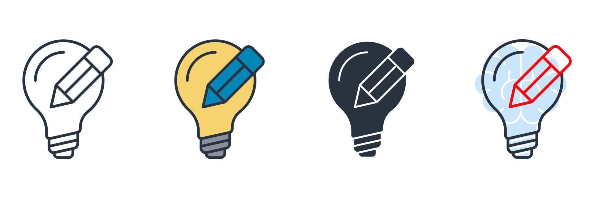 ampoule et crayon icône logo illustration vectorielle. modèle de symbole d'innovation pour la collection de conception graphique et web vecteur