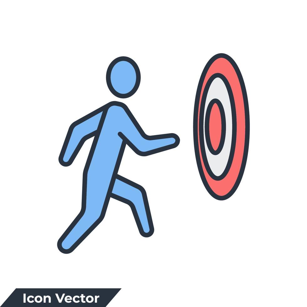 les gens courent vers leur objectif icône logo illustration vectorielle. modèle de symbole de motivation pour la collection de conception graphique et web vecteur