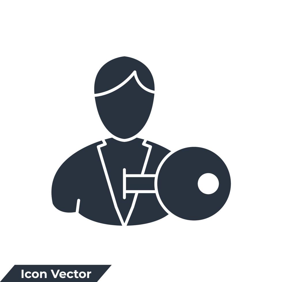 illustration vectorielle du logo de l'icône de l'employé clé. modèle de symbole d'employé clé pour la collection de conception graphique et web vecteur