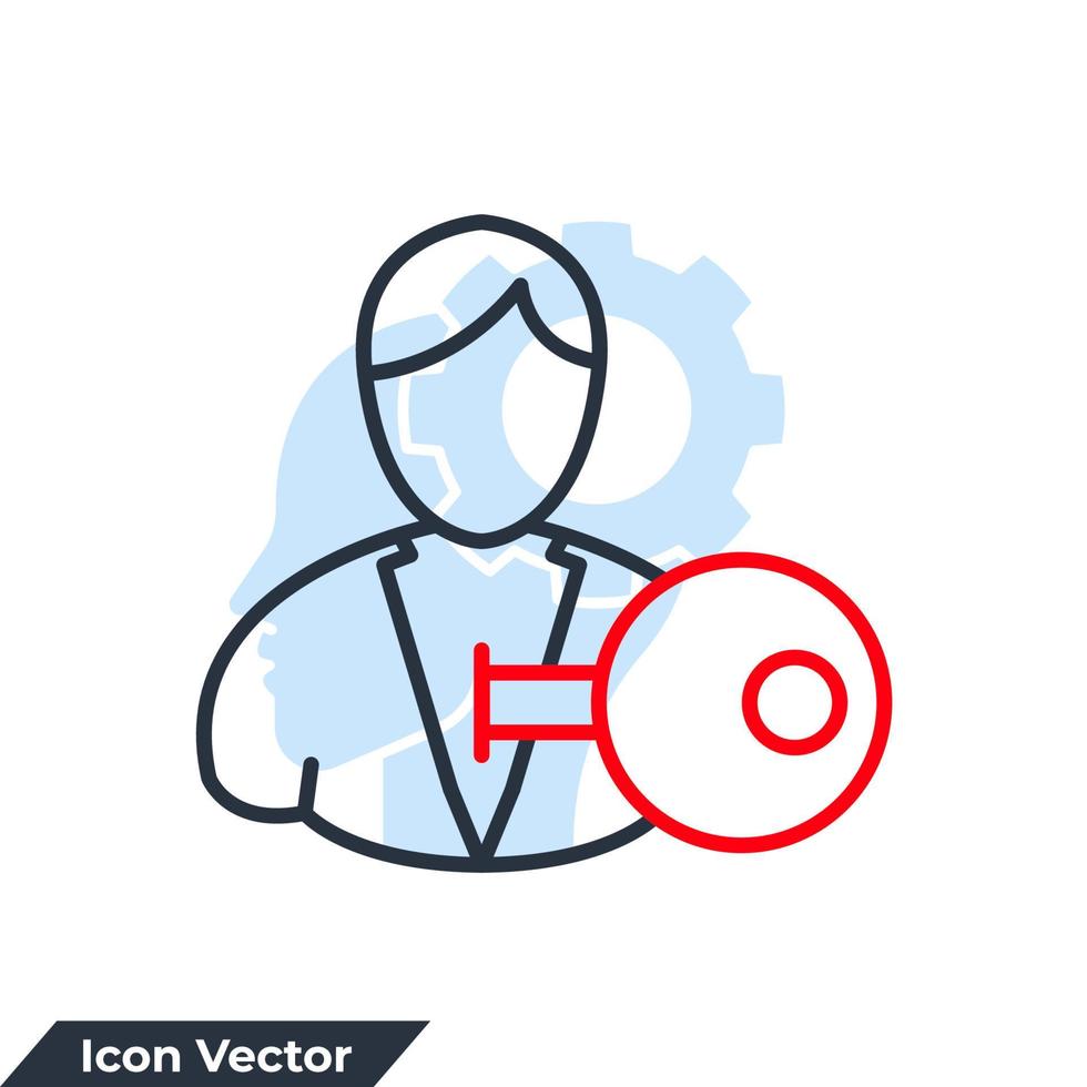 illustration vectorielle du logo de l'icône de l'employé clé. modèle de symbole d'employé clé pour la collection de conception graphique et web vecteur