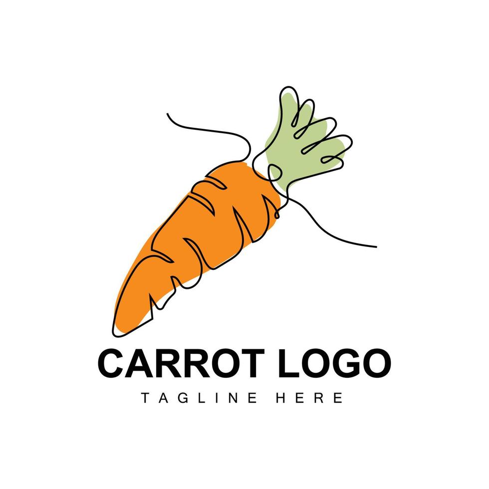 carotte logo design ligne vecteur style végétarien fruit légume icône ingrédients de cuisine