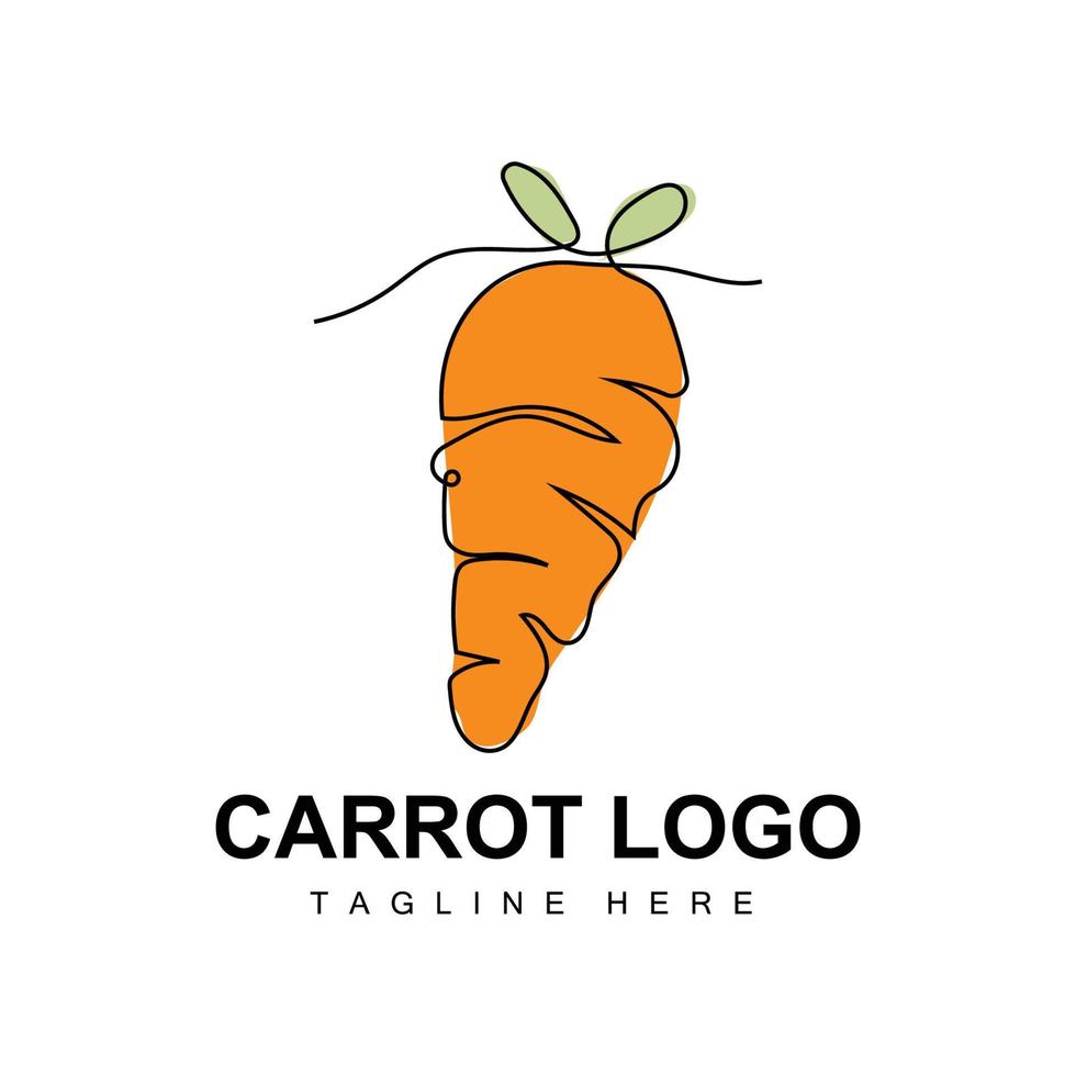 carotte logo design ligne vecteur style végétarien fruit légume icône ingrédients de cuisine