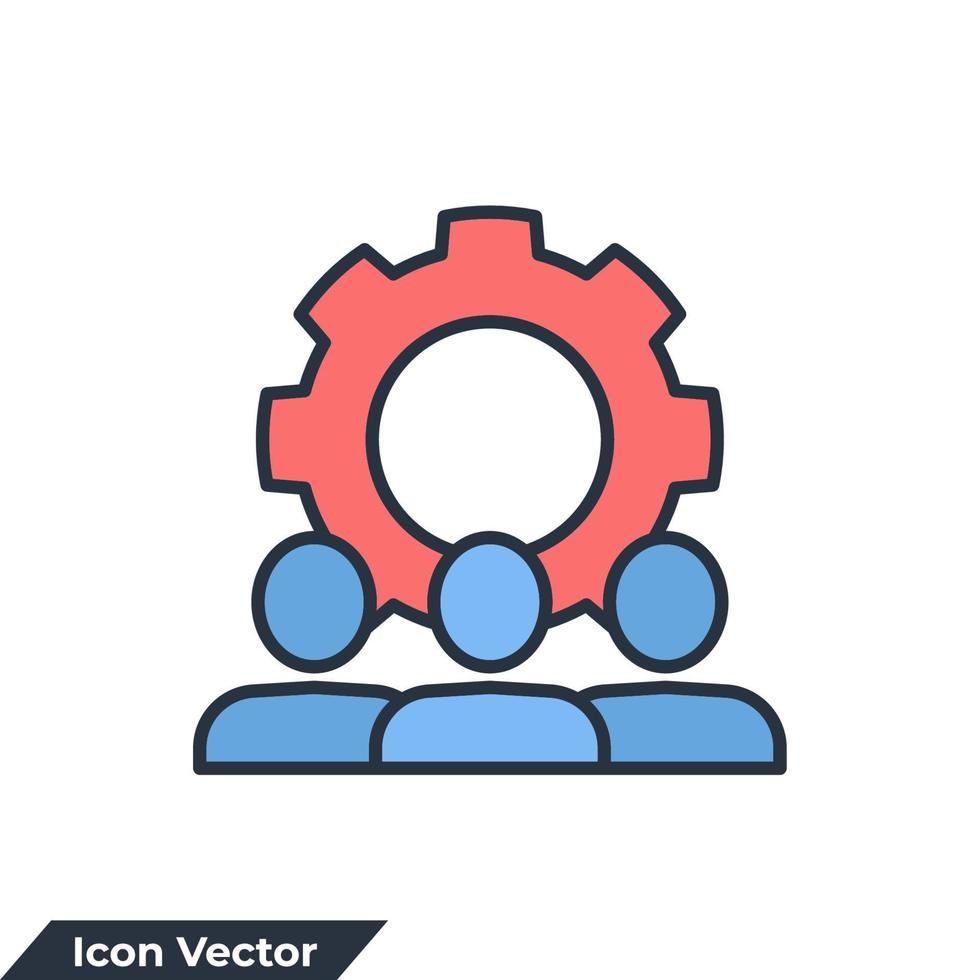 illustration vectorielle du logo de l'icône de gestion du réseau du groupe d'utilisateurs. modèle de symbole de groupe de travail pour la collection de conception graphique et web vecteur