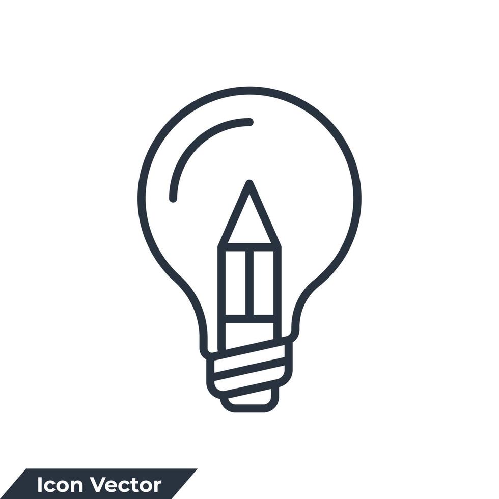 illustration vectorielle de créativité icône logo. crayon dans le modèle de symbole d'ampoule pour la collection de conception graphique et web vecteur