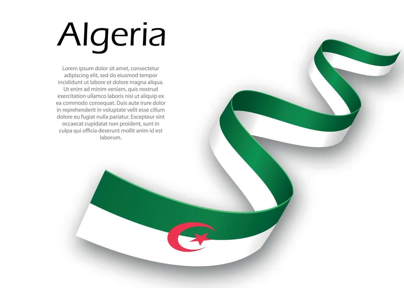 agitant un ruban ou une bannière avec le drapeau de l'algérie. modèle pour indép vecteur