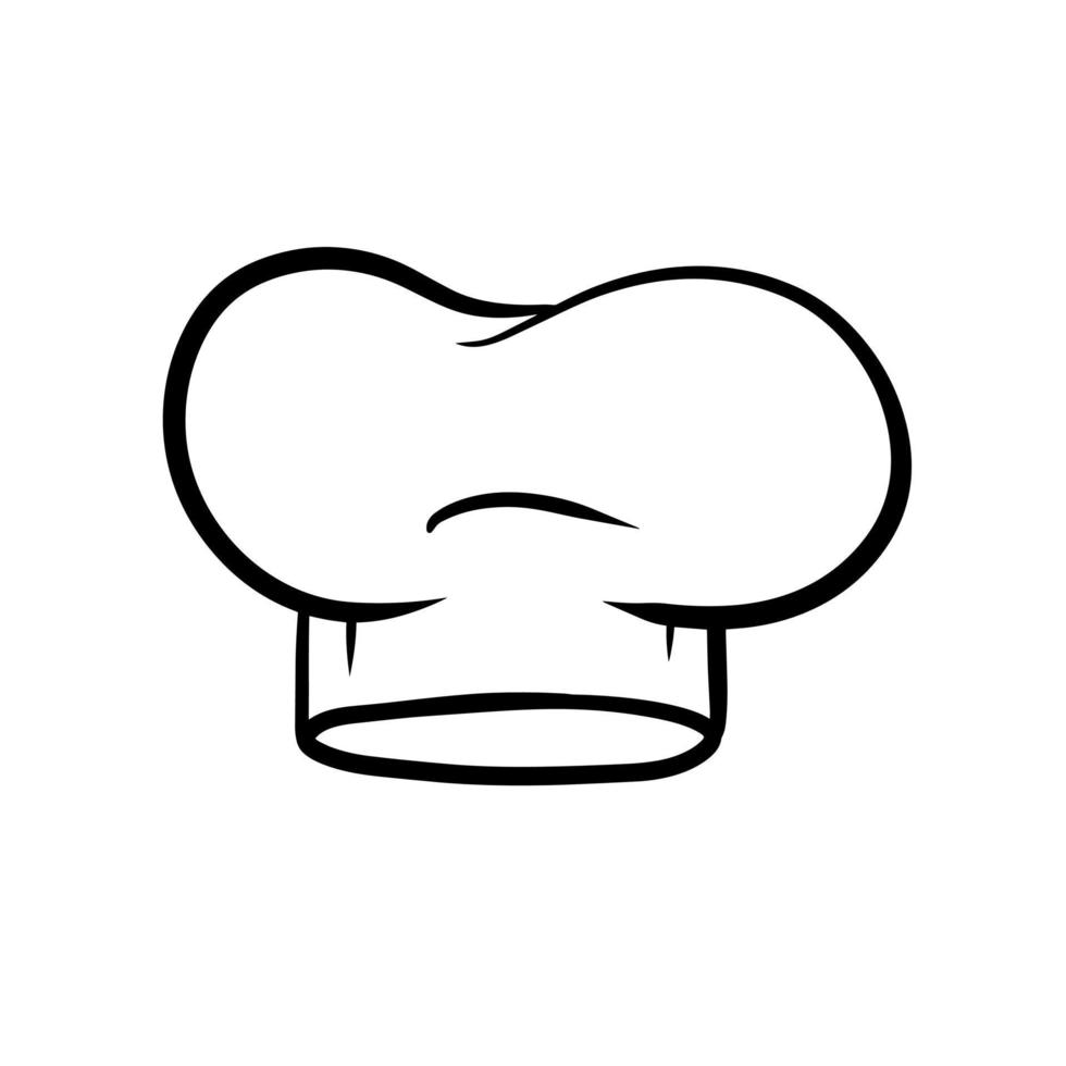 chapeau de chef. cuillère en bois. cuisiner des vêtements blancs. élément du logo du restaurant et du café. croquis dessin animé illustration dessinée vecteur