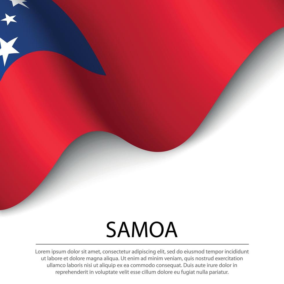 agitant le drapeau des samoa sur fond blanc. modèle de bannière ou de ruban vecteur