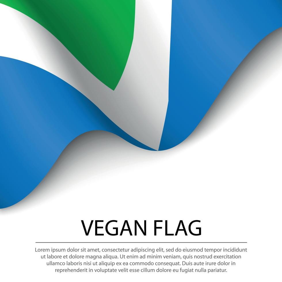 agitant le drapeau du végétalien sur fond blanc. modèle de bannière ou de ruban vecteur