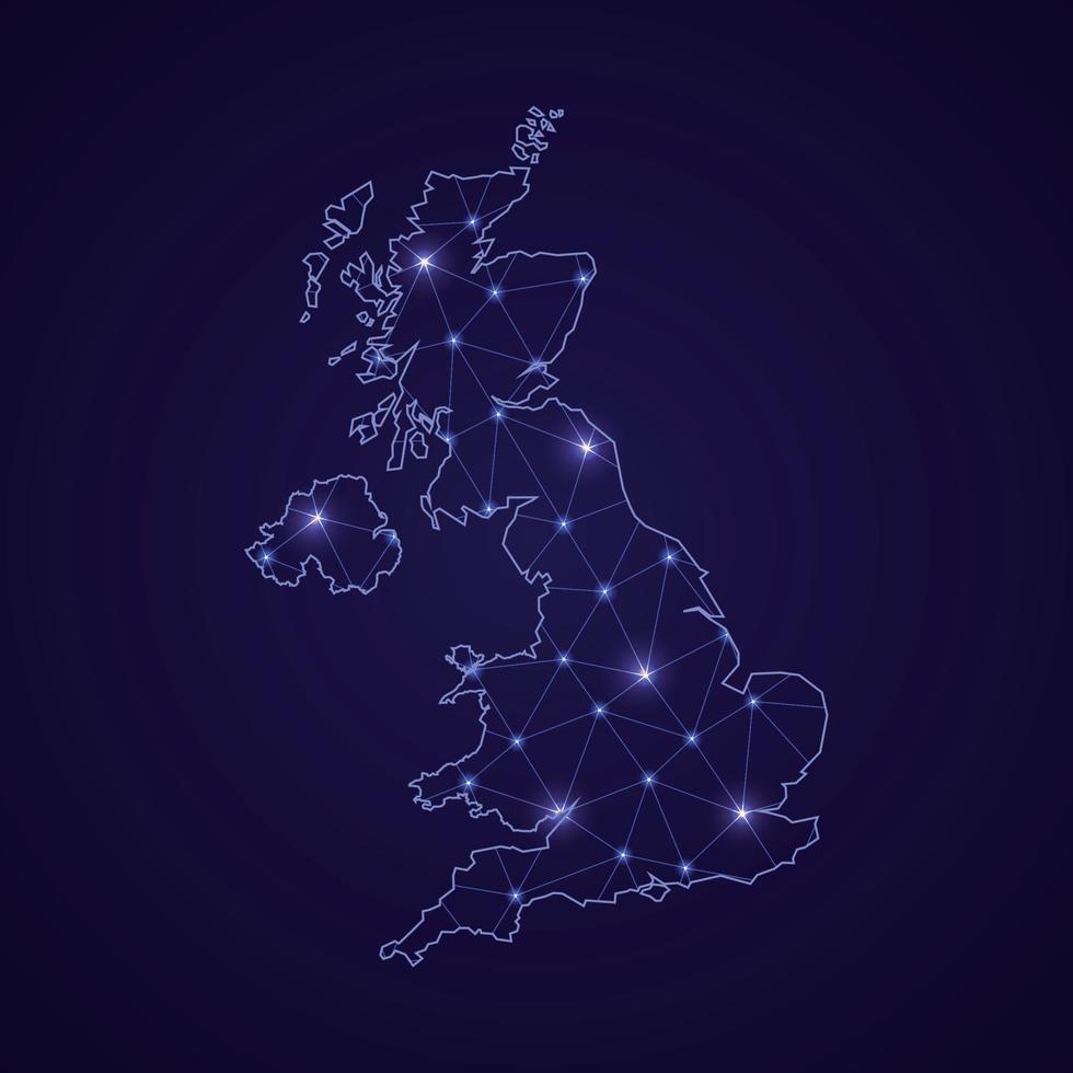 carte du réseau numérique du royaume-uni. ligne de connexion abstraite et vecteur