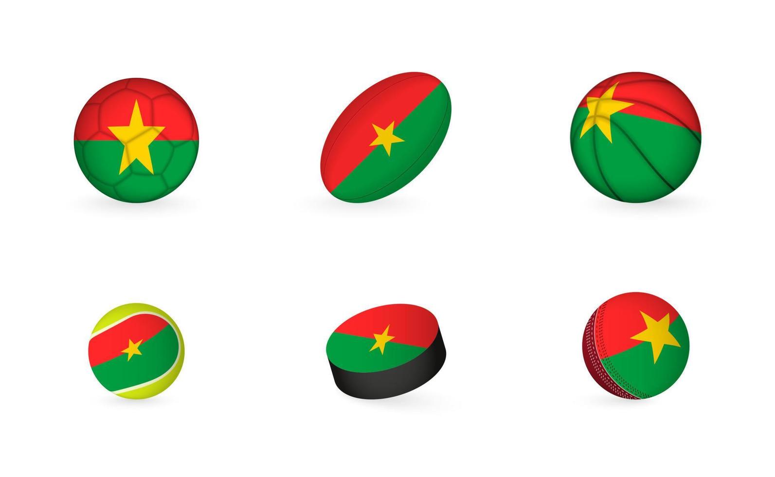 équipements sportifs avec le drapeau du burkina faso. jeu d'icônes de sport. vecteur