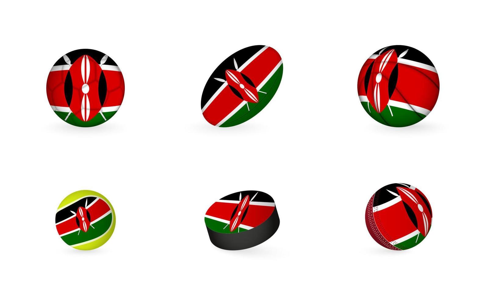 équipement sportif avec le drapeau du kenya. jeu d'icônes de sport. vecteur