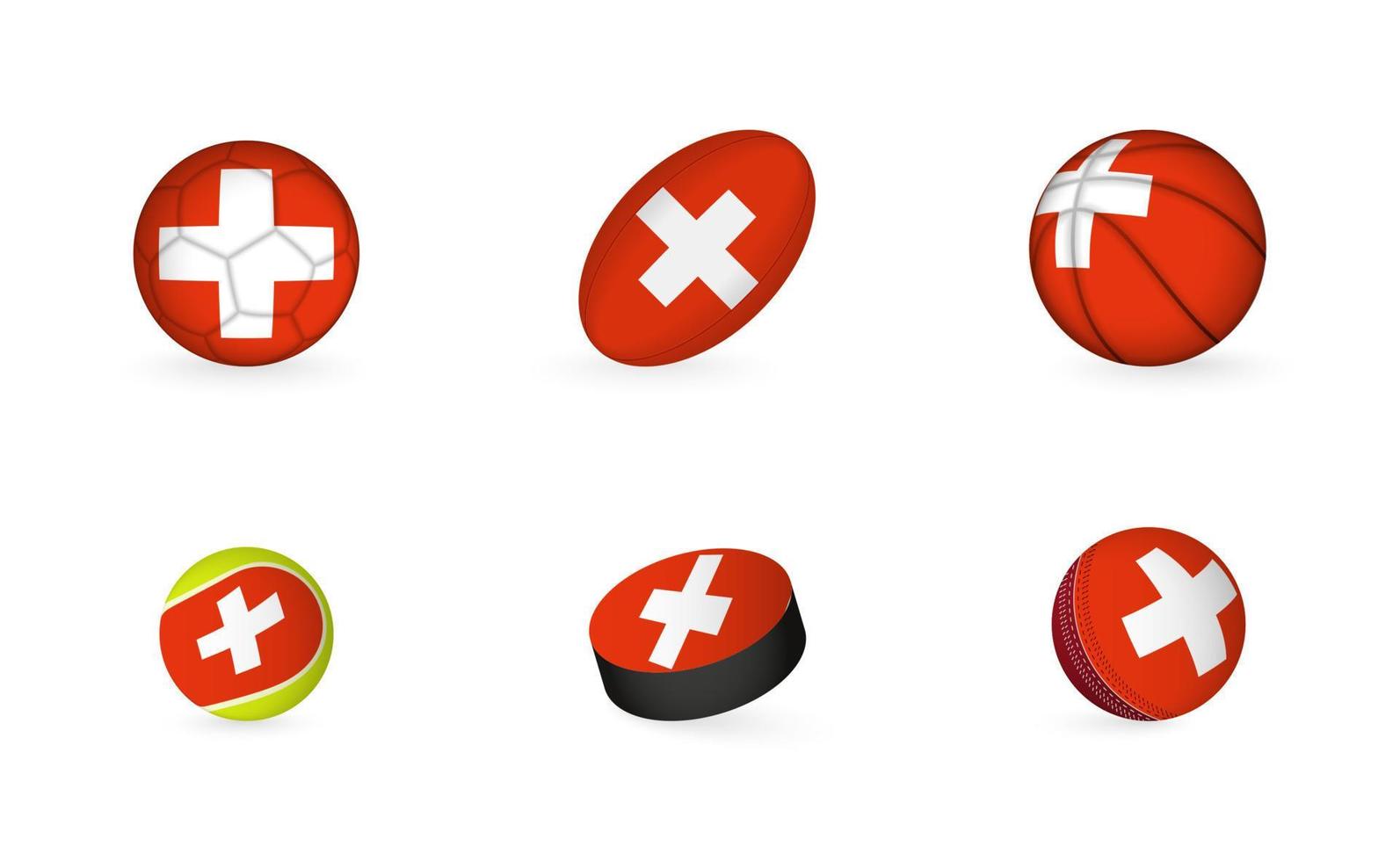équipements sportifs avec le drapeau de la suisse. jeu d'icônes de sport. vecteur