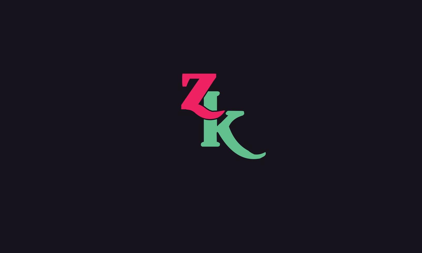 alphabet lettres initiales monogramme logo zk, kz, z et k vecteur