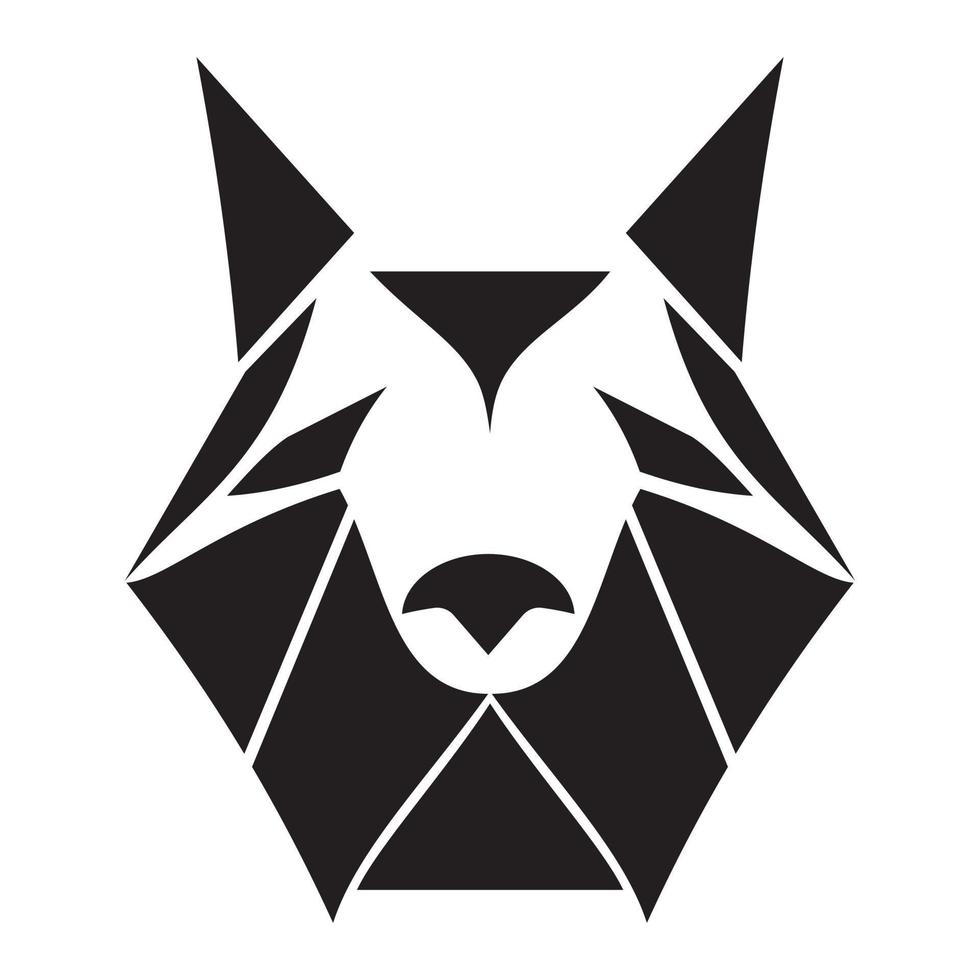 logo géométrique de loup abstrait - loup low poly - illustrations de loup polygonales - tête de loup noir et blanc vecteur