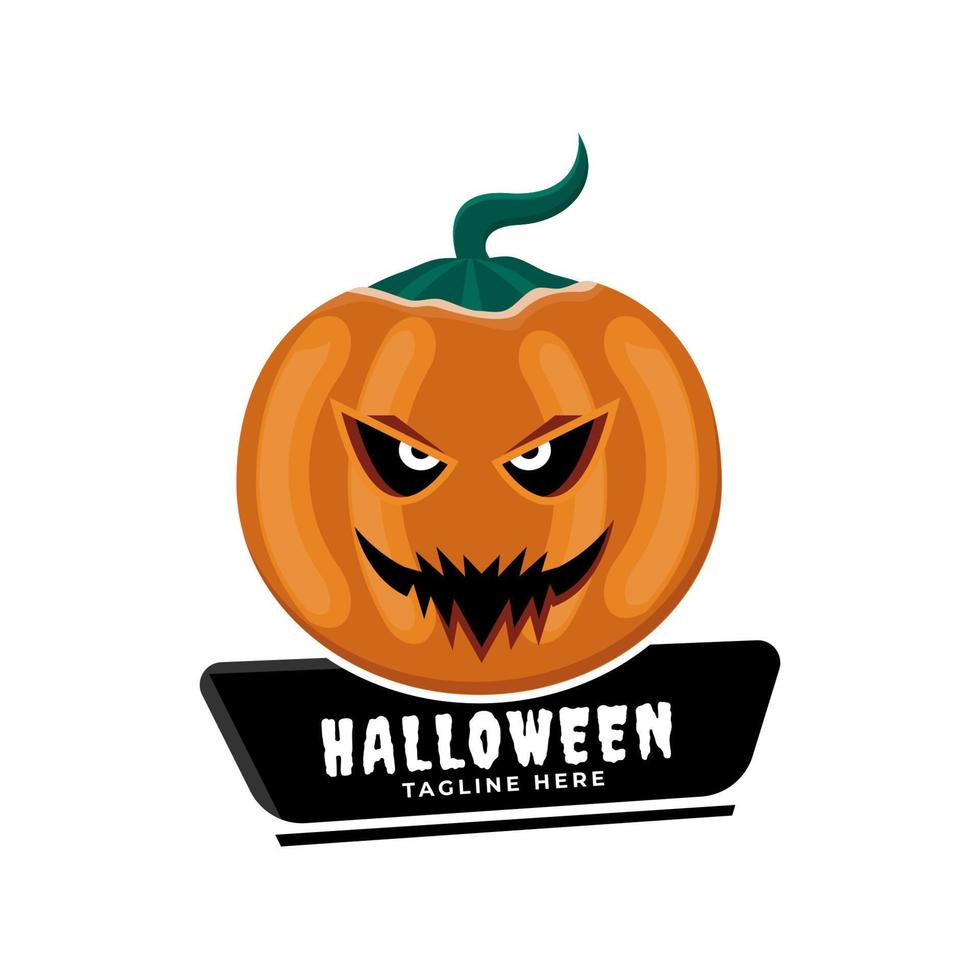 badges ou étiquettes de logo halloween citrouille fantôme vecteur