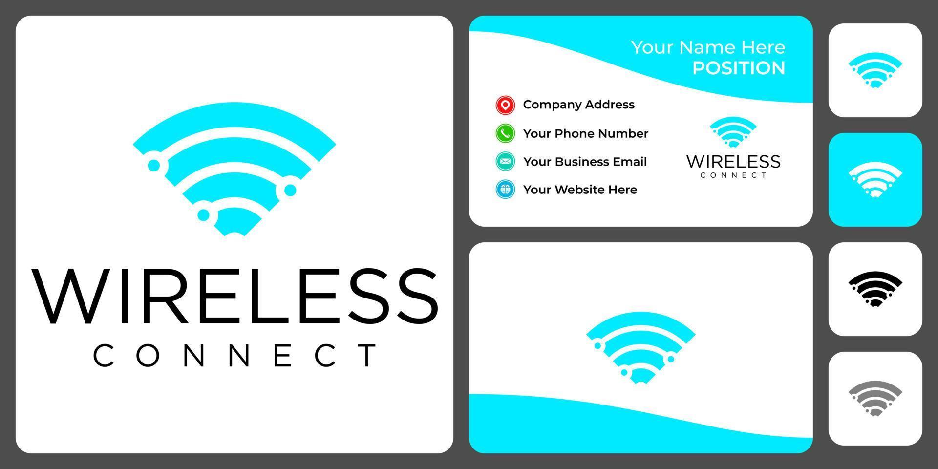 création de logo de connexion de technologie sans fil avec modèle de carte de visite. vecteur