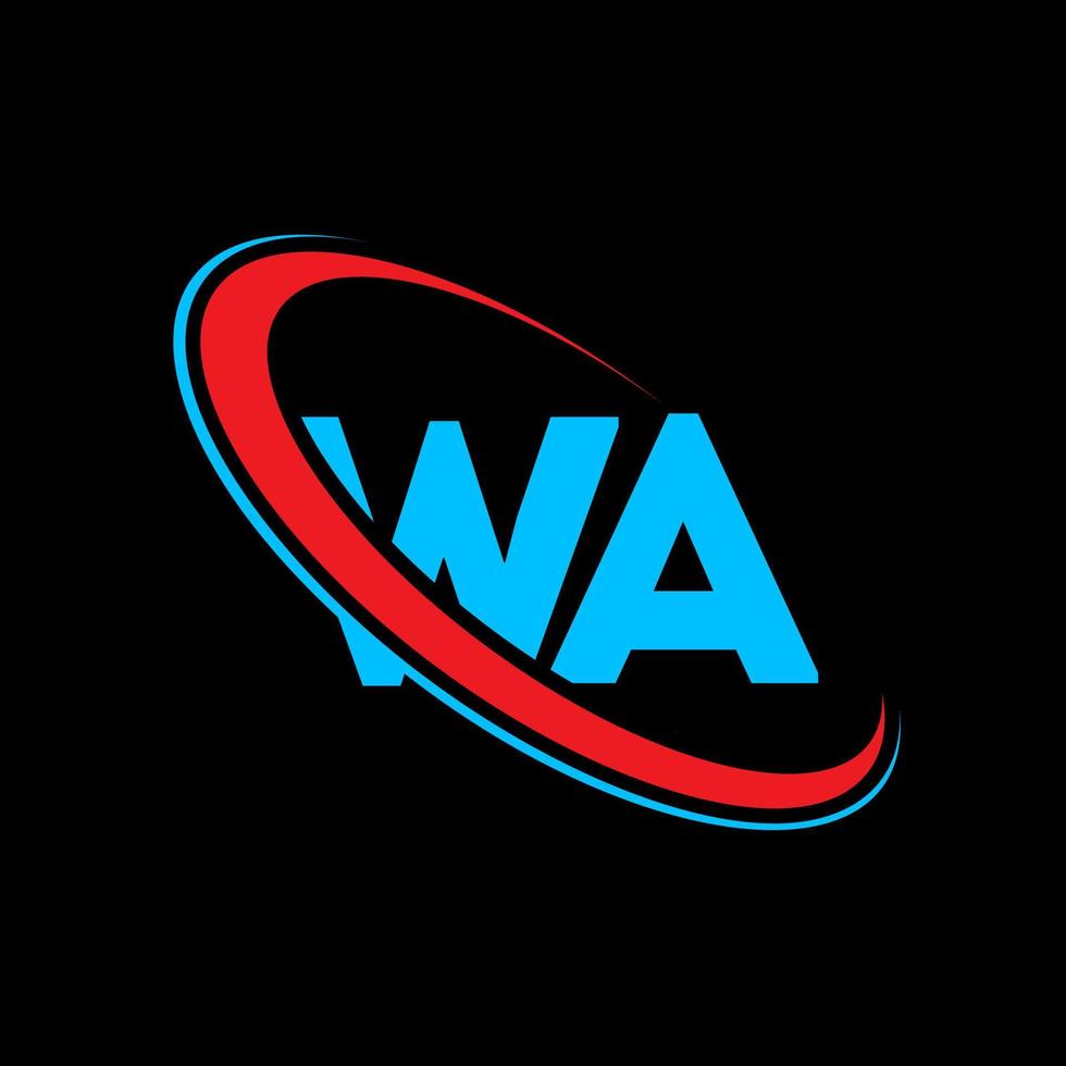 wa logo. quelle conception. lettre wa bleue et rouge. création de logo de lettre wa. lettre initiale wa logo monogramme majuscule cercle lié. vecteur