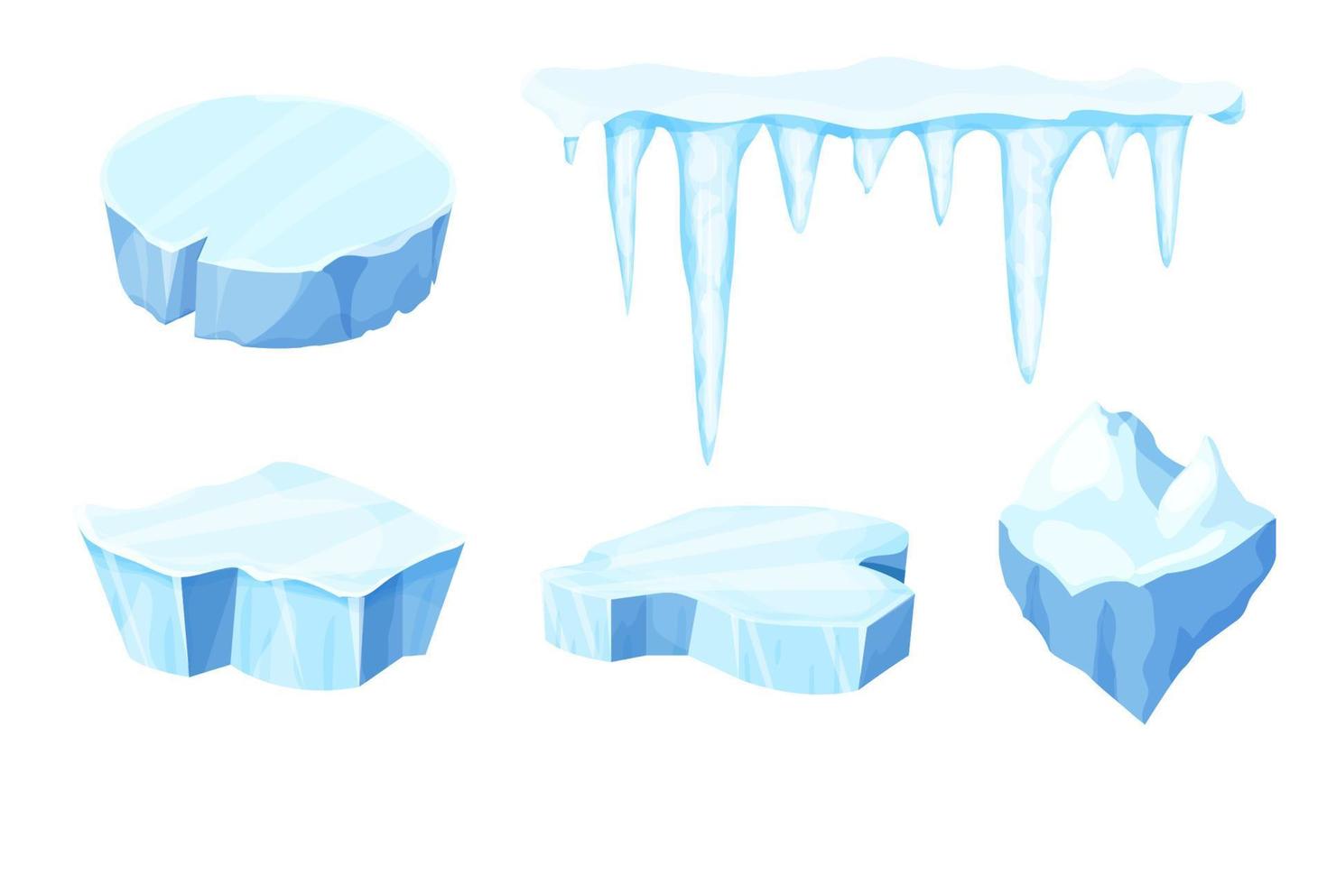 définir la banquise, morceau d'eau gelée, iceberg en style cartoon isolé sur fond blanc. élément de paysage polaire, atout de jeu ui. décoration d'hiver. illustration vectorielle vecteur