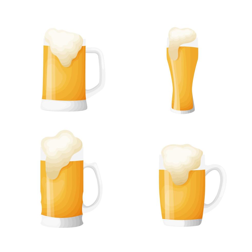 ensemble de verres de bière, réaliste, illustration vectorielle, sur fond blanc vecteur