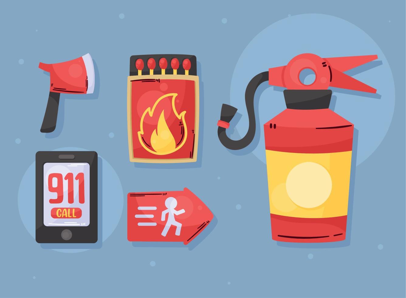 cinq icônes de service d'urgence vecteur