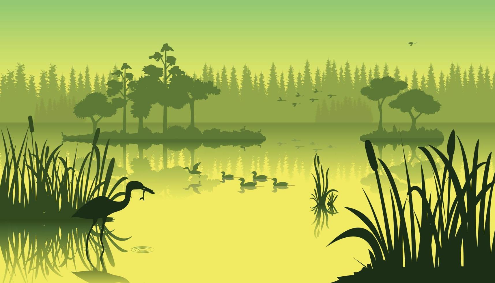 vue sur le lac illustration de paysage illustration vectorielle premium vecteur