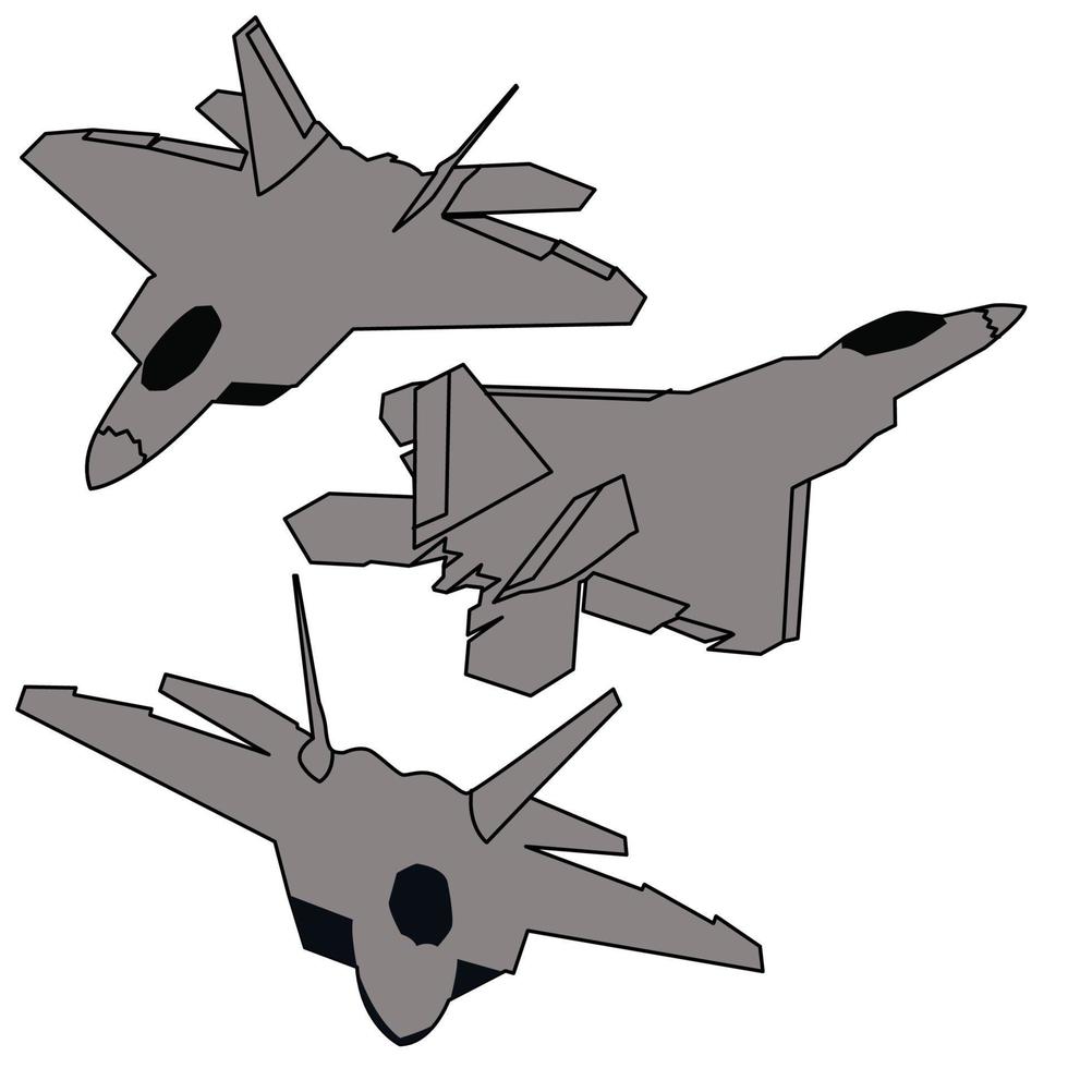 conception de vecteur de collection de chasseurs à réaction f22 raptor