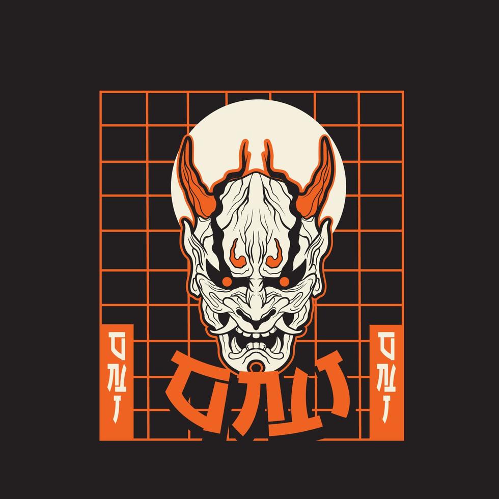 masque de diable japonais oni, illustration vectorielle vecteur